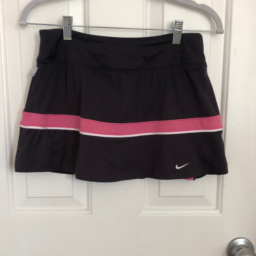 Nike grey and pink dri-fit tennis skirt with built-in shorts